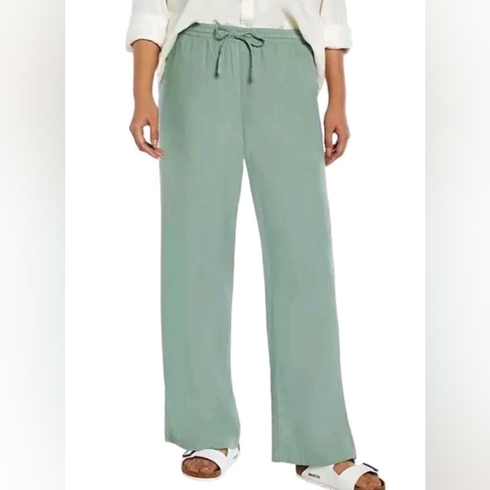 Gap Ladies Pull On Linen Pants XL Granite Green